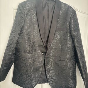 Elegant Black Patterned Men's Blazer